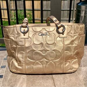 Coach Embossed Gold Shoulder Bag F17727